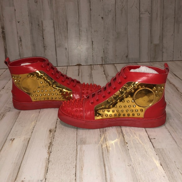 J75 ZOO STUDDED HIGH-TOP SNEAKER // RED - Picture 5 of 11